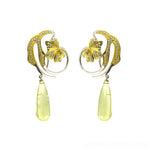 Load image into Gallery viewer, gold plating Floral Earrings with Yellow Gemstones for Women | Luxury Jewelry