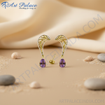 Load image into Gallery viewer, Gold & Silver Amethyst Drop Earrings for Women | Dangle Earrings