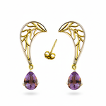 Load image into Gallery viewer, gold plating & Silver Amethyst Drop Earrings for Women | Dangle Earrings