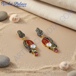 Load image into Gallery viewer, Gold Dangle Earrings with Multicolor Gemstones | Luxury Earrings