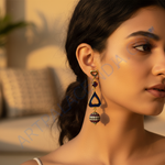 Load image into Gallery viewer, Gold Dangle Earrings with Garnet & Enamel | Women's Jewelry