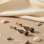 Load image into Gallery viewer, Gold Dangle Earrings with Garnet & Enamel | Women's Jewelry