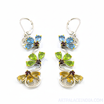 Load image into Gallery viewer, Silver Gemstone Drop Earrings for Women | Floral Design Jewelry