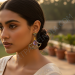 Load image into Gallery viewer, Gold & Amethyst Fan Earrings | Gemstone Dangle Earrings for Women