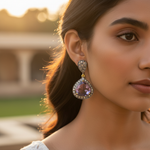 将图像加载到图库查看器中, Amethyst Drop Earrings | Silver & Diamond Accent | Women's Jewelry