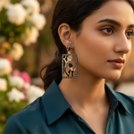 Load image into Gallery viewer, Gemstone Rectangular Earrings for Women | Statement Jewelry