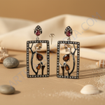 Load image into Gallery viewer, Gemstone Rectangular Earrings for Women | Statement Jewelry