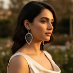 将图像加载到图库查看器中, 925 Silver Garnet Drop Earrings for Women | Leaf Design