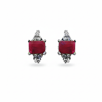 Load image into Gallery viewer, Ruby Stud Earrings in Silver for Women | Gemstone Jewelry