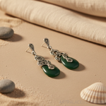 Load image into Gallery viewer, 925 Silver Green Stone Earrings for Women | Dangle Earrings