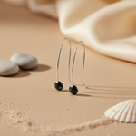 将图像加载到图库查看器中, Silver Drop Earrings with Black Gemstone for Women