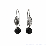 Load image into Gallery viewer, 925 Silver Leaf Black Onyx Drop Earrings for Women