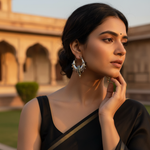 Load image into Gallery viewer, Silver Oxidized Hoop Earrings for Women | Statement Jewelry