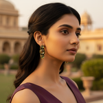 Load image into Gallery viewer, Gold Green Stone Drop Earrings | Women's Fashion Jewelry
