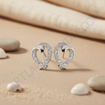 Load image into Gallery viewer, 925 Silver Heart Stud Earrings with Crystals | Gift for Her