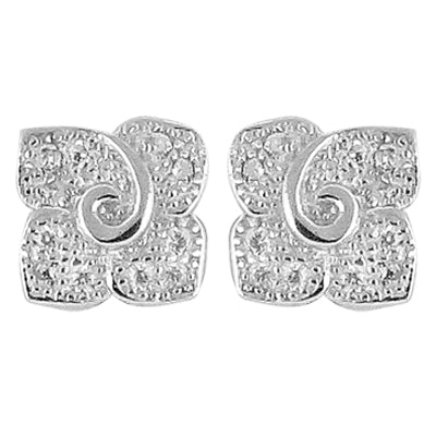 Silver stud earrings with cubic zirconia | women's jewelry gift