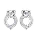 将图像加载到图库查看器中, Silver drop earrings with sparkling cubic zirconia stones, elegant design.