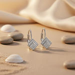 Load image into Gallery viewer, 925 Silver Diamond Square Earrings for Women | Gift Jewelry