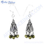 Load image into Gallery viewer, 925 sterling silver dangle earrings with green gemstone beads, perfect for women.