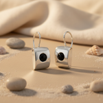 Load image into Gallery viewer, 925 Silver Square Black Onyx Earrings | Women's Jewelry Gift