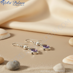 Load image into Gallery viewer, Pendientes colgantes de amatista y perla en plata 925 para mujer | Regalo