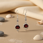 Load image into Gallery viewer, 925 Silver Garnet Drop Earrings for Women | Gemstone Jewelry