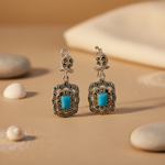 Load image into Gallery viewer, 925 Silver Marcasite Turquoise Earrings for Women | Gift Jewelry