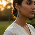 Load image into Gallery viewer, 925 Silver Green Onyx & Marcasite Drop Earrings for Women