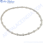 Load image into Gallery viewer, Elegant silver necklace with round diamonds, perfect for women's daily wear.