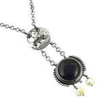 Load image into Gallery viewer, 925 Silver Onyx Pearl Necklace for Women | Statement Jewelry