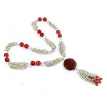 Load image into Gallery viewer, Silver Red Agate Beaded Necklace for Women | Statement Jewelry