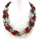 Load image into Gallery viewer, Coral & Turquoise Bead Necklace | 925 Silver | Women's Gift