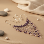 Load image into Gallery viewer, Amethyst & Rose Quartz Waterfall Necklace | 925 Silver | For Women