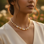 Load image into Gallery viewer, Yellow Amber & Pearl Beaded Necklace | Gemstone Jewelry