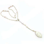 Load image into Gallery viewer, Pearl Lariat Necklace in Silver Tone for Women | Elegant Jewelry