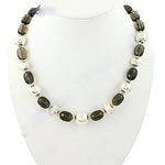Load image into Gallery viewer, Smoky Quartz Bead Necklace | Pearl & Silver Necklace for Women