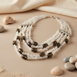 Load image into Gallery viewer, Multi-Layer White Gemstone & Smoky Quartz Necklace for Women