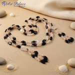 Load image into Gallery viewer, Rose Quartz & Onyx Beaded Necklace | Gemstone Jewelry for Women