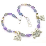 Load image into Gallery viewer, Gemstone Beaded Necklace | Purple and Gray Beads | For Women