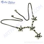 Load image into Gallery viewer, 925 sterling silver floral necklace with crystal stones, a women's necklace.