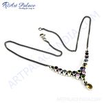 Load image into Gallery viewer, 925 sterling silver necklace featuring an array of colorful gemstones.