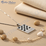 Load image into Gallery viewer, 925 Silver Checkered Pendant Necklace | Women's Jewelry Gift