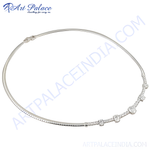 Load image into Gallery viewer, Silver necklace with diamond accents, elegant jewelry for women.