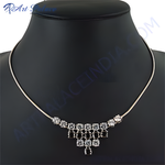 Load image into Gallery viewer, Silver necklace with sparkling cubic zirconia stones on a black mannequin, perfect for women's jewelry.