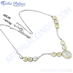 Load image into Gallery viewer, 925 sterling silver necklace featuring moonstone gemstones, showcasing a curved, elegant design for women.