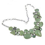 Load image into Gallery viewer, Silver Statement Necklace with Green Gemstones | Women's Jewelry