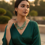 Load image into Gallery viewer, 925 Sterling Silver Green Stone Necklace | Statement Jewelry
