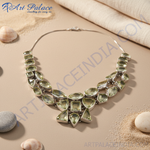 Load image into Gallery viewer, Silver Lemon Quartz Statement Necklace | Women's Fashion Jewelry
