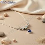 Load image into Gallery viewer, 925 Silver Moonstone & Blue Gemstone Necklace for Women