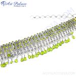 Load image into Gallery viewer, 925 sterling silver peridot dangle choker necklace with green gemstones